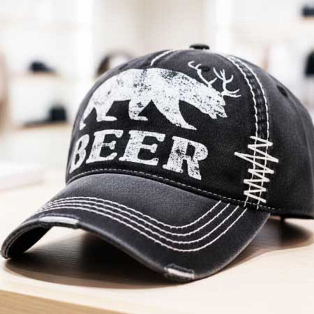Ladies Black Bear Baseball Hat - Brand New Ball Cap - Picture 2 of 8